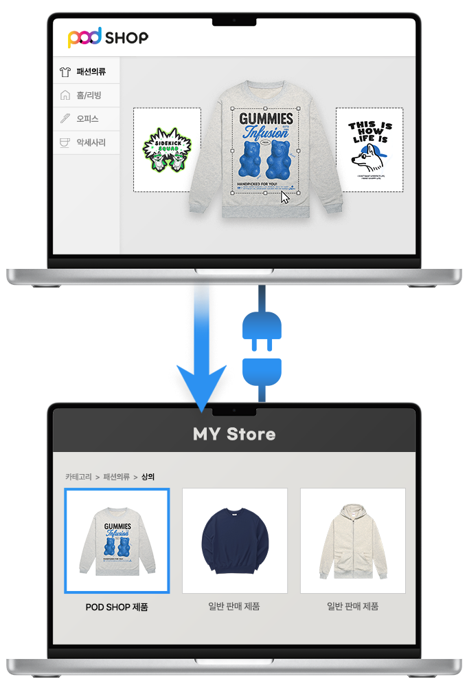 POD SHOP과 쇼핑몰 연동